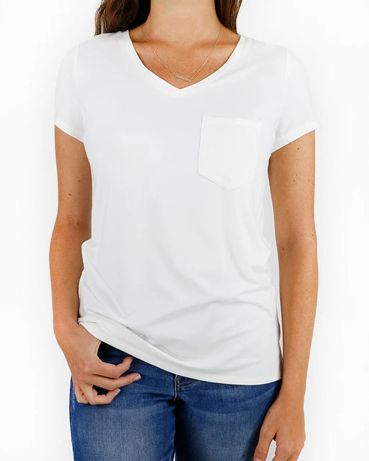 vory True‑Fit Slim Chest Pocket V‑Neck Short‑Sleeve Tee